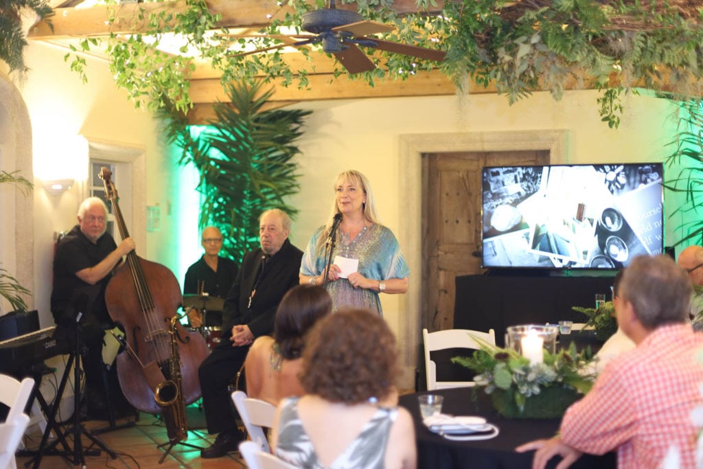 Lisa Kahn addressing the Sanctuary Launch Party guests